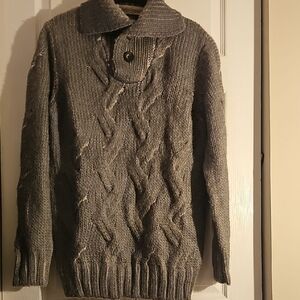ZARA Men's Gray Cable Knit Sweater, Sz XL